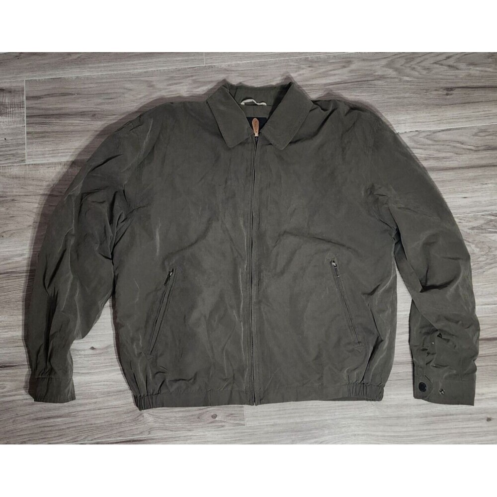 London Fog Zip-Front Golf Jacket Camel Mesh Lining Coat Zip Up Men's Size M